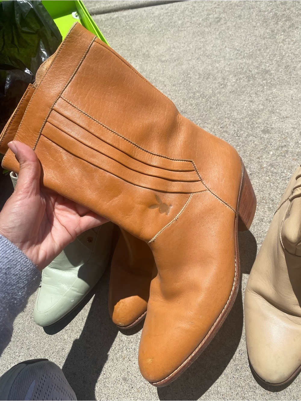 Playboy Tan Leather Ankle Boots - Classic Western-Inspired Style